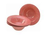 Creatable Pastatellerset , Dunkelrosa , Keramik , 4-teilig , Schriftzug , rund , lebensmittelecht , Geschirr, Teller, Teller-Sets