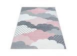Ben'n'jen Kinderteppich , Pink , Textil , Wolken , rechteckig , 80x150 cm , Oeko-Tex® Standard 100 , für Fußbodenheizung geeignet, schmutzabweisend, für Hausstauballergiker geeignet, lichtunempfindlich, antistatisch, pflegeleicht, strapazierfähig, leicht zusammenrollbar , Teppiche Und Böden, Teppiche, Kinderteppiche