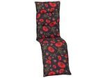 Gardenson Relaxsesselauflage , Schwarz , Textil , Blume , Füllung: Schaumstoff, Fleece,Schaumstoff, Fleece , rechteckig , 46x8x170 cm , formstabil, für den Außenbereich geeignet, UV-beständig, mittels Bändern zu befestigen, mittels Gurtband zu befestigen , Gartenmöbel, Gartenpolster & Auflagen, Sesselauflagen