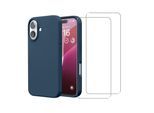 Hülle iPhone 16 und 2 schutzfolien - Silikon - Blau