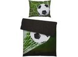 Herding Jugendbettwäsche , Grün, Multicolor, Weiß , Textil , Fußball , 140x200 cm , Oeko-Tex® Standard 100 , atmungsaktiv, hautfreundlich, bügelleicht, schadstoffgeprüft , Heimtextilien, Bettwäsche & Leintücher, Kinderbettwäsche