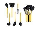 Echtwerk Küchenhelferset , Schwarz, Goldfarben , Metall , 7-teilig , Aufhängeöse, hitzebeständig, einfache Handhabung , Küchenzubehör, Küchenhelfer, Küchenhelfer-set