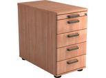 Venda Anstellcontainer , Nussbaumfarben , Metall , 5 Schubladen , 42.8x72-76x80 cm , Fsc, DIN EN ISO 14001 , Beimöbel erhältlich , Büromöbel, Büromöbel-Sets & -Serien, Büromöbelserien