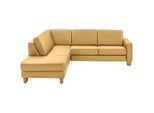 Valdera Ecksofa , Gelb , Leder , Echtleder , Semi-Anilinleder , Buche , furniert , Ottomane links, L-Form , 257x235 cm , Goldenes M , seitenverkehrt erhältlich, Hocker erhältlich, Typenauswahl, Fußauswahl, Lederauswahl, Stoffauswahl, Armteilvarianten, Sitzqualitäten , Wohnzimmer, Sofas & Couches, Wohnlandschaften, Ecksofas