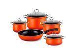 Riess Kochtopfset , Orange , Metall , 5-teilig , 16 cm,20 cm , 1,5 l,3,5 l,6 l , kratzfest, hitzebeständig, geschmacksneutral , Kochgeschirr, Töpfe, Topfsets