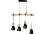 Novel Hängeleuchte , Naturfarben, Schwarz , Holz, Metall , Eiche , vollmassiv , Vintage , 90x15x150 cm , RoHS, Ce , höhenverstellbar , Lampen & Leuchten, Innenbeleuchtung, Hängeleuchten, Pendelleuchten
