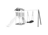 Ambia Garden Spielturm , Grau, Schwarz, Weiß , Holz, Kunststoff , 356.6x241.9x349 cm , EN 71, CE, FSC 100% , Freizeit & Co, Gartenspielzeug, Spielhäuser