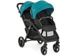 Joie Geschwisterwagen , Schwarz, Hellblau , Textil , 56x101.5x104 cm , Feststellbremse, Fußstütze abklappbar, 5-Punkte-Gurt, für Babyschale geeignet , Baby on Tour, Kinderwagen, Geschwisterwagen & Zwillingskinderwagen