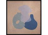 Xxxl Bild , Blau, Beige , Metall , 100x100x10 cm , einfache und schnelle Anbringung, matt , Bilder & Rahmen, Bilder, Sonstige Wandbilder