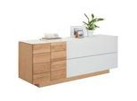Voglauer Sideboard , Weiß, Eichefarben , Holz, Glas , Wildeiche , massiv , 1 Fächer , 2 Schubladen , 192x74x52 cm , Goldenes M, Made in Austria , Beimöbel erhältlich, in verschiedenen Holzarten erhältlich , Holzmöbel, Kommoden Holz, Sideboards Holz