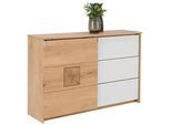 Linea Natura Sideboard , Weiß, Eichefarben , Metall , Eiche , massiv , 2 Fächer , 3 Schubladen , 137x90x40 cm , Typenauswahl, Beimöbel erhältlich , Holzmöbel, Kommoden Holz, Sideboards Holz
