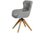 Livetastic Stuhl , Eichefarben, Hellgrau , Holz, Kunststoff, Textil , Robinie , Drehkreuz , 57x62x91 cm , gepolsterte Armlehnen , Esszimmer, Stühle, Polsterstühle