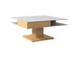 Voglauer Couchtisch , Grau, Eichefarben , Holz, Glas, Holzwerkstoff , Wildeiche , furniert , 2 Schubladen , quadratisch , eckig , 90x35.5x90 cm , Goldenes M, Made in Austria , höhenverstellbar , Wohnzimmer, Wohnzimmertische, Couchtische, Höhenverstellbare Couchtische