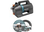 Gardena 4200 Silent - Elektrische Gartenpumpe 600 W Kit mit Saugschlauch und Anschlussteilen