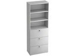 Venda Regalelement , Weiß , Metall , 2 Fächer , 3 Schubladen , 80x215.6x42 cm , Fsc, DIN EN ISO 14001 , Typenauswahl , Wohnzimmer, Regale, Bücherregale