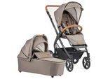 Gesslein Kombikinderwagen , Beige , Textil , 57x129x100 cm , EN 1888, UV 50+ , Feststellbremse, Federung, 5-Punkte-Gurt, für Babyschale geeignet, Griff in Lederoptik, Sitz umsetzbar, abnehmbarer Schutzbügel , Baby On Tour, Kinderwagen, Kombikinderwagen