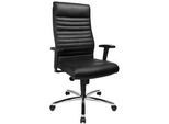 Xxxl Chefsessel , Schwarz , Leder , Echtleder , Rindleder , Uni , Drehkreuz , 52x110-120x48 cm , Made in Germany , Wippfunktion, Wippmechanik mit Härtegradeinstellung, Sitzfläche 360° drehbar , Büromöbel, Bürostühle, Chefsessel