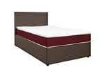 Carryhome Boxbett , Grau, Rot , Holz, Holzwerkstoff , H2 , Höhe ca. 19 cm , 140x200 cm , gepolstertes Kopfteil, Topper durchgehend , Schlafzimmer, Betten, Boxspringbetten