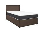 Carryhome Boxbett , Anthrazit, Grau , Holz, Holzwerkstoff , H2 , Höhe ca. 19 cm , 180x200 cm , gepolstertes Kopfteil, Topper durchgehend , Schlafzimmer, Betten, Boxspringbetten