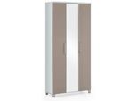 Novel Garderobenschrank , Weiß, Taupe , Holzwerkstoff , 2 Fächer , 90x193x37 cm , Goldenes M, Made in Germany, DGM-Klimapakt , Beimöbel erhältlich, Typenauswahl , Garderobe, Garderobenschränke, Garderobenschränke