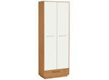 Novel Garderobenschrank , Weiß, Eichefarben , Metall , furniert, massiv , 7 Fächer , 1 Schubladen , 72x193x37 cm , Made in Germany, Goldenes M, DGM-Klimapakt , Beimöbel erhältlich , Holzmöbel, Garderobe Holz, Garderobenschränke Holz
