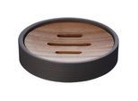 Sadena Seifenschale , Anthrazit , Holz, Kunststoff , Bambus , Holz , 11x2.5x11 cm , Badaccessoires, Seifenschalen