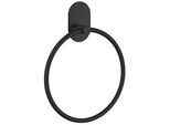 Xxxl Handtuchhalter , Schwarz , Metall , rund , 16.8x21.5x2.5 cm , Montage ohne Bohren , Badezimmer, Badezimmerausstattung, Handtuchhalter