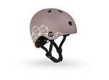Scoot and Ride Kinderhelm , Braun , Textil, Kunststoff , Gr. Xxs-S , RoHS , Magnetverschluss, mit LED-Licht, Kinnpolster , Freizeit & Co, Sport & Fitness, Fahrräder, Kinderhelme