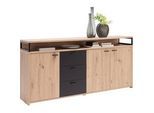 Xora Sideboard , Schwarz, Eichefarben , Holzwerkstoff , 2 Fächer , 3 Schubladen , 177.5x88x38 cm , in verschiedenen Größen erhältlich , Kleinmöbel, Kommoden, Sideboards