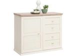 Hom`in Kommode , Grau, Weiß , Holzwerkstoff , 1 Fächer , 4 Schubladen , 107.9x89.5x43 cm , Typenauswahl, Beimöbel erhältlich , Kleinmöbel, Kommoden, Kommoden