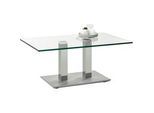 Xxxl Couchtisch , Weiß, Edelstahlfarben , Metall, Glas , rechteckig , eckig, Säule, Bodenplatte , 70x46-65x110 cm , höhenverstellbar , Wohnzimmer, Wohnzimmertische, Couchtische, Höhenverstellbare Couchtische