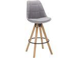 Carryhome Barhocker , Eichefarben, Hellgrau , Textil , Eiche , massiv , eckig , 49x113.5x56 cm , Esszimmer, Stühle, Hocker