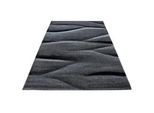 Xxxl Webteppich , Schwarz , Textil , Wellen , rechteckig , 120x170 cm , Oeko-Tex® Standard 100 , für Fußbodenheizung geeignet, schmutzabweisend, für Hausstauballergiker geeignet, lichtunempfindlich, antistatisch, pflegeleicht, strapazierfähig, leicht zusammenrollbar , Teppiche Und Böden, Teppiche, Webteppiche
