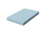 Schlafgut Boxspring-Spannleintuch , Hellblau , Textil , 120-130x200-220 cm , Oeko-Tex® Made IN Green, AZO-frei, Hohenstein, Textiles Vertrauen - Oeko-Tex®, Grüner Punkt , Rundumgummi, bügelfrei, keine Sondergrößen, weich und anschmiegsam, perfekter Sitz , Heimtextilien, Bettwäsche & Leintücher, Leintücher, Spannleintücher Boxspringbett