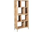 Mid.you Regal , Holz , Mangoholz , massiv , 3 Fächer , 88x194x40 cm , Handmade in India , stehend , Holzmöbel, Holzregale, Bücherregale Holz
