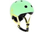 Scoot and Ride Kinderhelm , Gelb, Grün , Kunststoff, Textil , Gr. Xxs-S , RoHS , Magnetverschluss, sehr leicht, stabil, mit LED-Licht, Kinnpolster , Freizeit & Co, Sport & Fitness, Fahrräder, Kinderhelme
