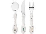 Lässig Kinderbesteck , Weiß , Metall , 3-teilig , 38x22x38 cm , ergonomischer Griff, lebensmittelecht , Besteck, Besteck-sets