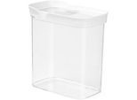 Emsa Frischhaltedose , Rot , Glas , 1,6 l , rechteckig , 9.9x17.5x16.0 cm , lebensmittelecht, luftdichter Verschluss, auslaufsicher, mikrowellengeeignet, stapelbar , Küchenzubehör, Vorratsbehälter, Frischhaltedosen