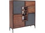 Livetastic Highboard , Braun, Grau , Metall , Akazie , Hartholz , Holz , 4 Fächer , 130x147x40 cm , Holzmöbel, Kommoden Holz, Highboards Holz