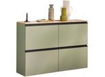 Moderano Hängeschuhschrank , Grün, Eichefarben , Holzwerkstoff , Wildeiche , furniert , 8 Fächer , 120x82x30 cm , Typenauswahl, Beimöbel erhältlich, hängend , Holzmöbel, Garderobe Holz, Schuhschränke Holz