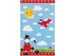 Xxxl Kinderteppich , Blau, Weiß, Hellblau , Textil , Esel , rechteckig , 140x200 cm , Oeko-Tex® Standard 100 , für Fußbodenheizung geeignet, rutschfest , Teppiche Und Böden, Teppiche, Kinderteppiche
