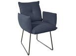 Dieter Knoll Armlehnstuhl , Dunkelblau , Metall, Textil , Kufe, Rundrohr , 65x90x70 cm , Goldenes M , Lederauswahl, Stoffauswahl, inklusive Armlehnen , Esszimmer, Esszimmerserien