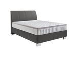 Hom`in Boxspringbett , Anthrazit , Textil , H2 , Höhe ca. 25 cm , 120x200 cm , gepolstertes Kopfteil, Federkernmatratze, Stoffauswahl, Topper durchgehend, in verschiedenen Größen erhältlich, Matratze in verschiedenen Härtegraden erhältlich, Matratzenauswahl, Kopfteilauswahl , Schlafzimmer, Betten, Boxspringbetten