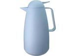 Homeware Profession. Isolierkanne , Blau , Kunststoff, Glas , 1 l , Lfgb , Tragegriff, Ausgießer, lebensmittelecht, Vakuum, abnehmbarer Deckel, hält warm, hält kalt, Einhandbedienung, Ausgießen per Knopfdruck, hitzebeständig , Geschirr, Kannen & Karaffen, Thermosflaschen