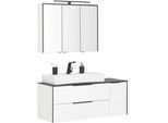 Voleo Badezimmer , Schwarz, Weiß, Weiß Hochglanz , Glas , 2 Schubladen , 122.4 cm , hängend , Badezimmer, Badmöbelsets & Badmöbelserien, Badmöbel-Sets