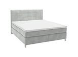 Voleo Boxspringbett , Hellgrau , Textil , H3 + H4 , 7-Zonen , Höhe ca. 18 cm , 200x200 cm , Über- und Sondergrößen erhältlich, gepolstertes Kopfteil, Stoffauswahl, Topper durchgehend, in verschiedenen Größen erhältlich, Partnermatratze mit durchgehendem Bezug, Matratze in verschiedenen Härtegraden erhältlich, Matratzenauswahl, Topperauswahl, Kopfteilauswahl , Schlafzimmer, Betten, Boxspringbetten