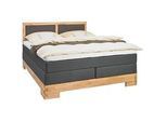 Linea Natura Boxspringbett , Braun, Eichefarben , Textil , Wildeiche , massiv , H2 + H3 , Höhe ca. 20 cm , 140x200 cm , Partnermatratze mit durchgehendem Bezug , Schlafzimmer, Betten, Boxspringbetten