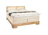 Linea Natura Boxspringbett , Eichefarben, Beige , Holz, Textil , Wildeiche , massiv , H3 , Höhe ca. 20 cm , 160x200 cm , Partnermatratze mit durchgehendem Bezug , Schlafzimmer, Betten, Boxspringbetten