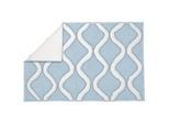 Kleine Wolke Badteppich , Blau, Weiß , Textil , Wellen , rechteckig , 60x90 cm , Oeko-Tex® Standard 100 , für Fußbodenheizung geeignet , Heimtextilien, Badtextilien, Badematten