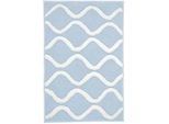 Kleine Wolke Badteppich , Blau, Weiß , Textil , Wellen , rechteckig , 70x120 cm , Oeko-Tex® Standard 100 , für Fußbodenheizung geeignet , Heimtextilien, Badtextilien, Badematten